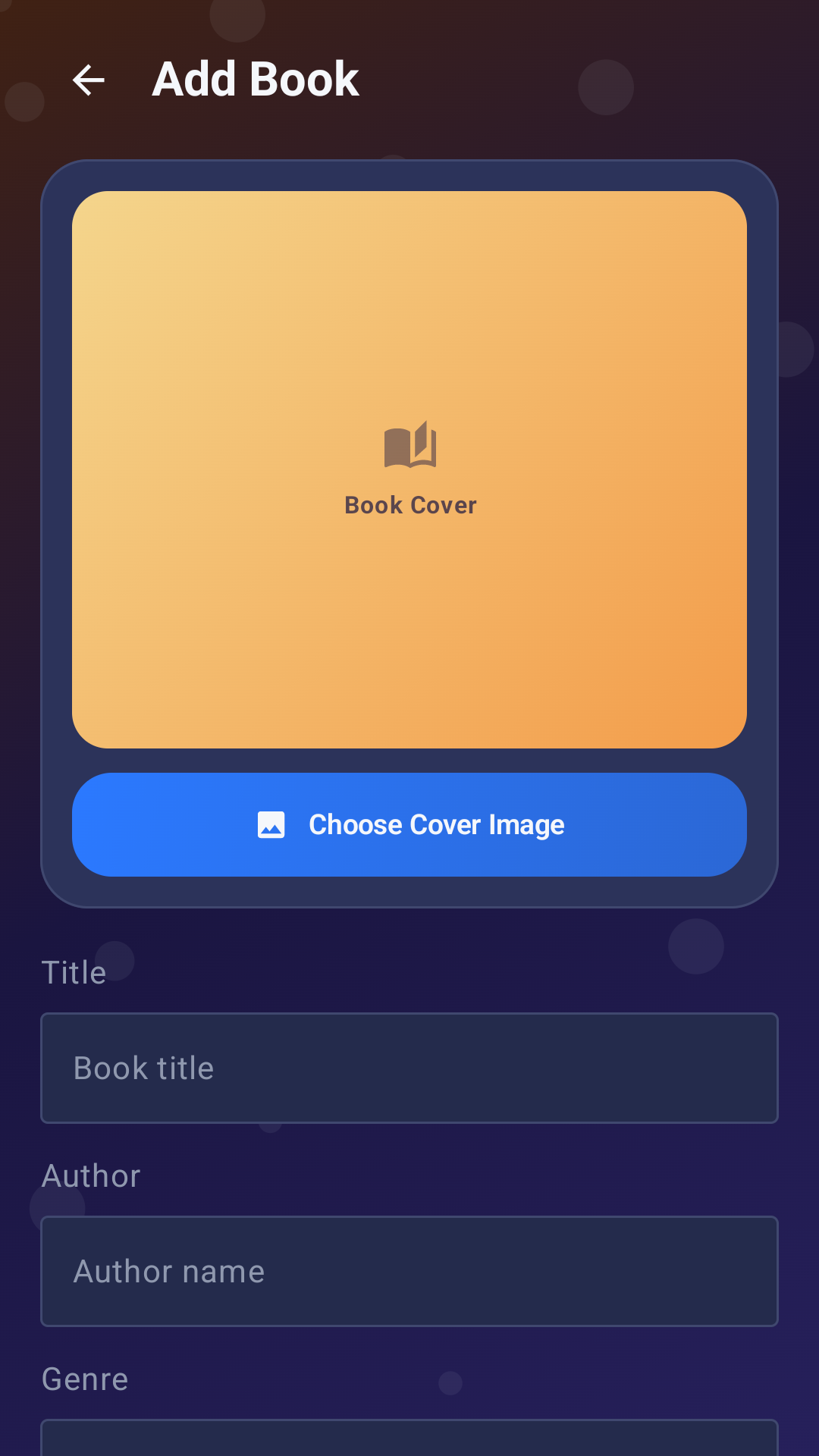 BookShelf Buddy add book screen