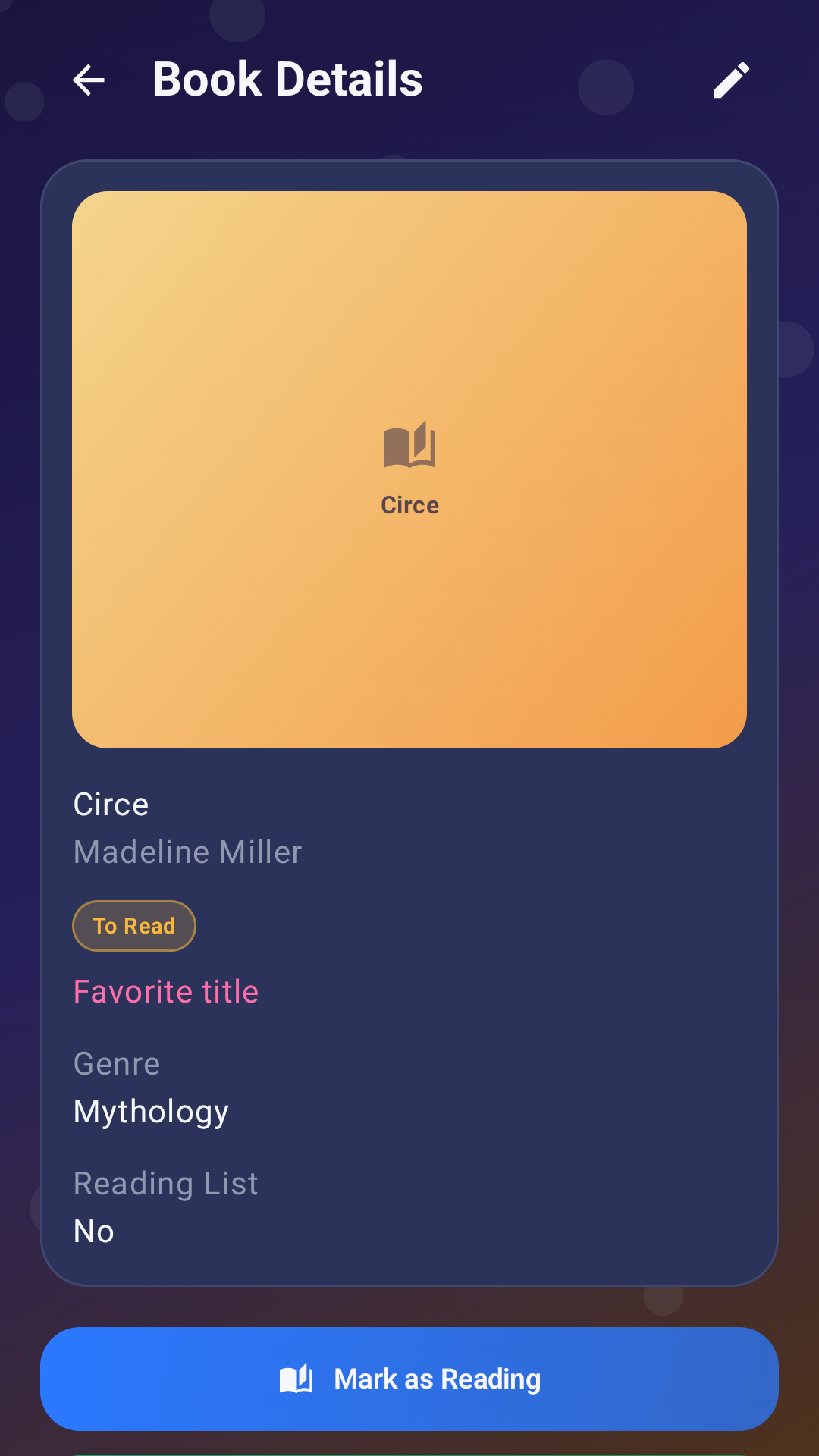 BookShelf Buddy book details screen