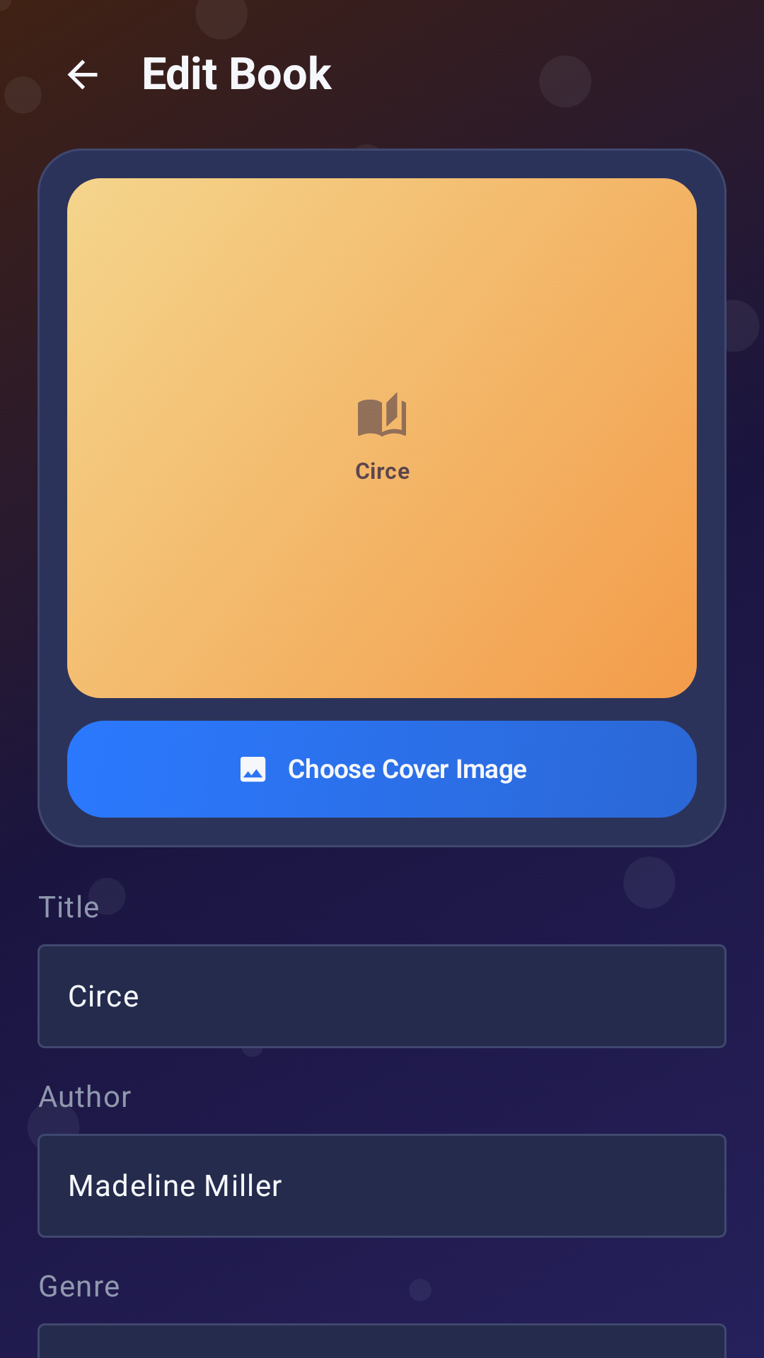 BookShelf Buddy edit book screen