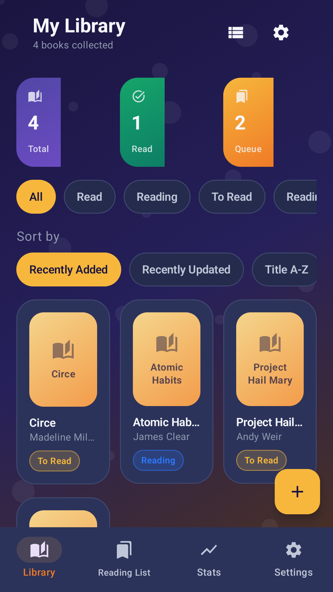 BookShelf Buddy library screen